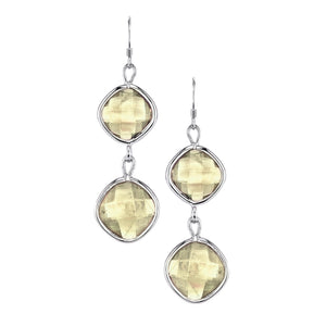 Double Faceted Square Drop Earrings
