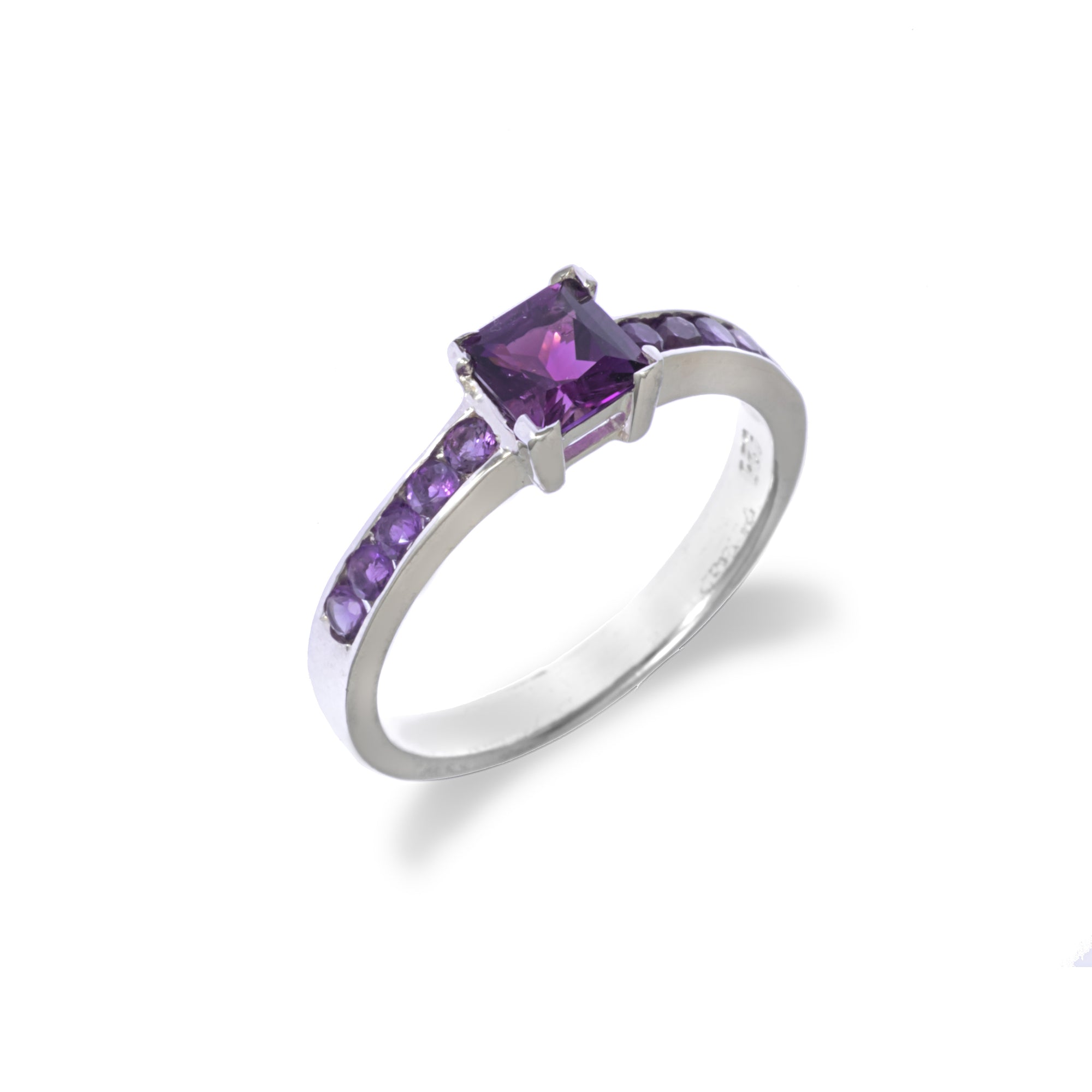 Square Amethyst Ring in Channel Setting