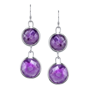 Double Faceted Round Drop Earrings