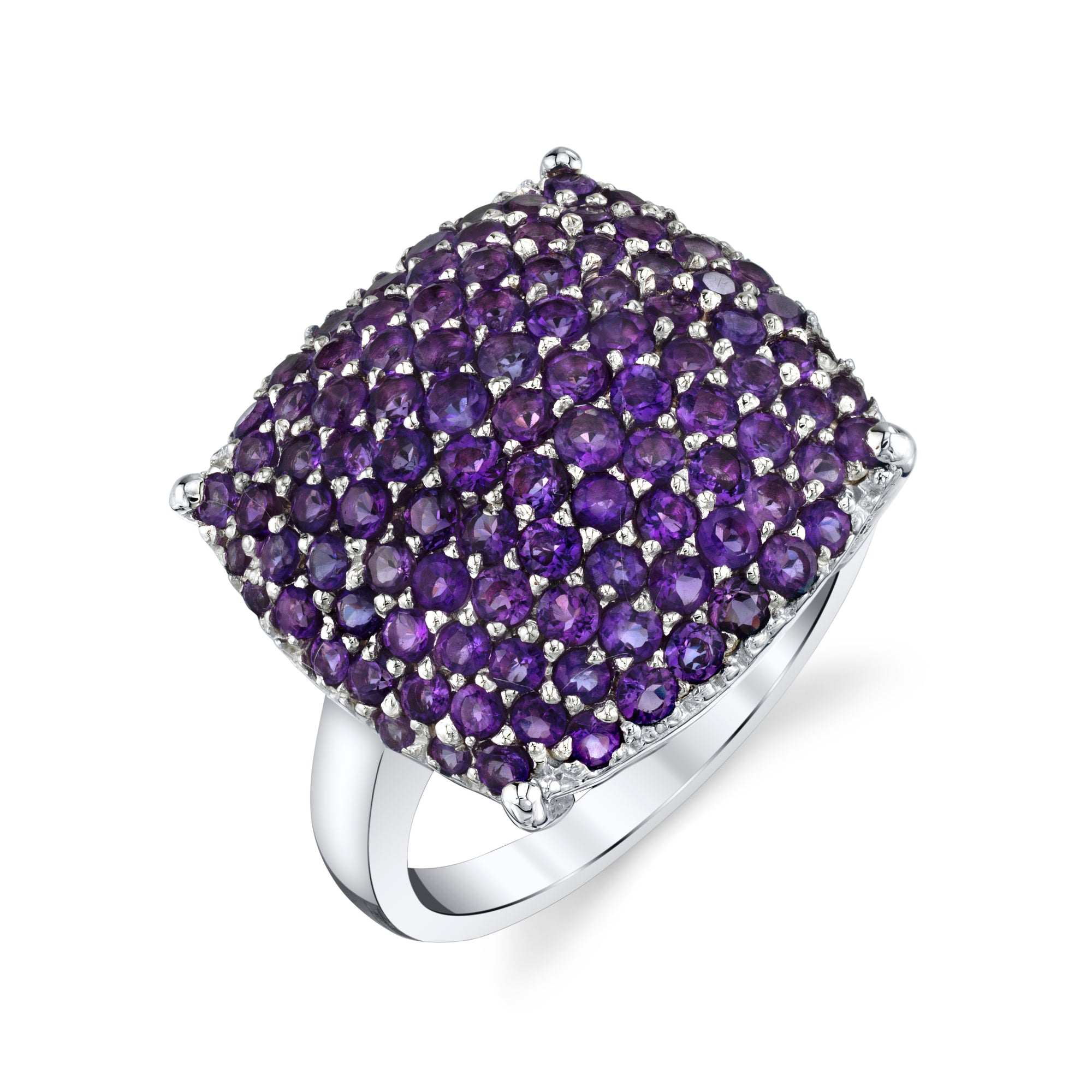 Square Amethyst Pave Ring
