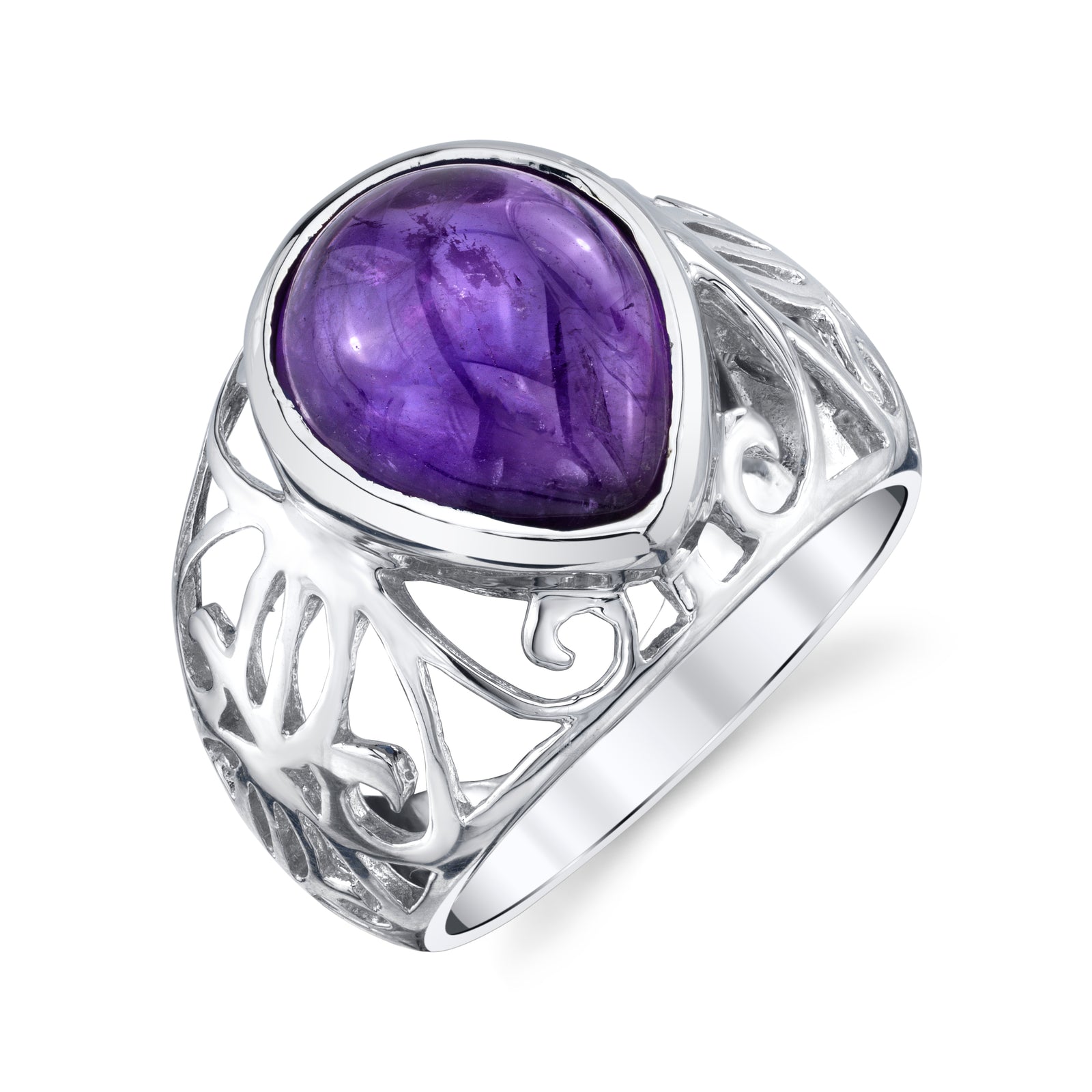 Pear Filigree Men's Cabochon Ring