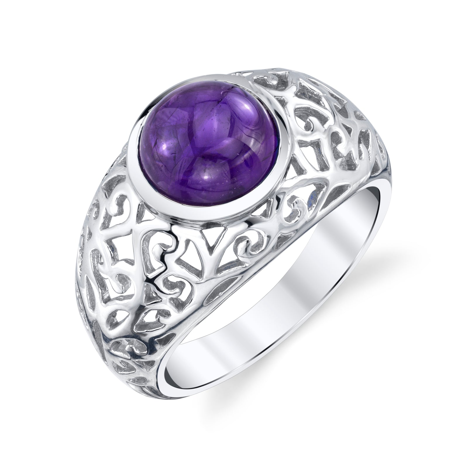 Filigree Men's Round Cabochon Ring