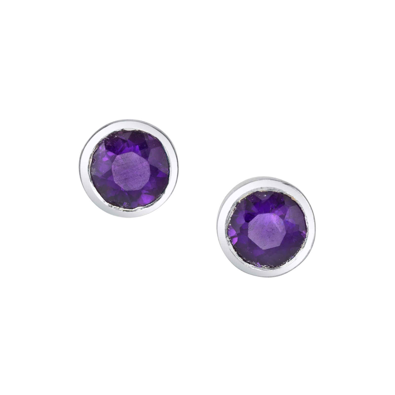 Bezel-Set Four Peaks Amethyst Solitaire Studs