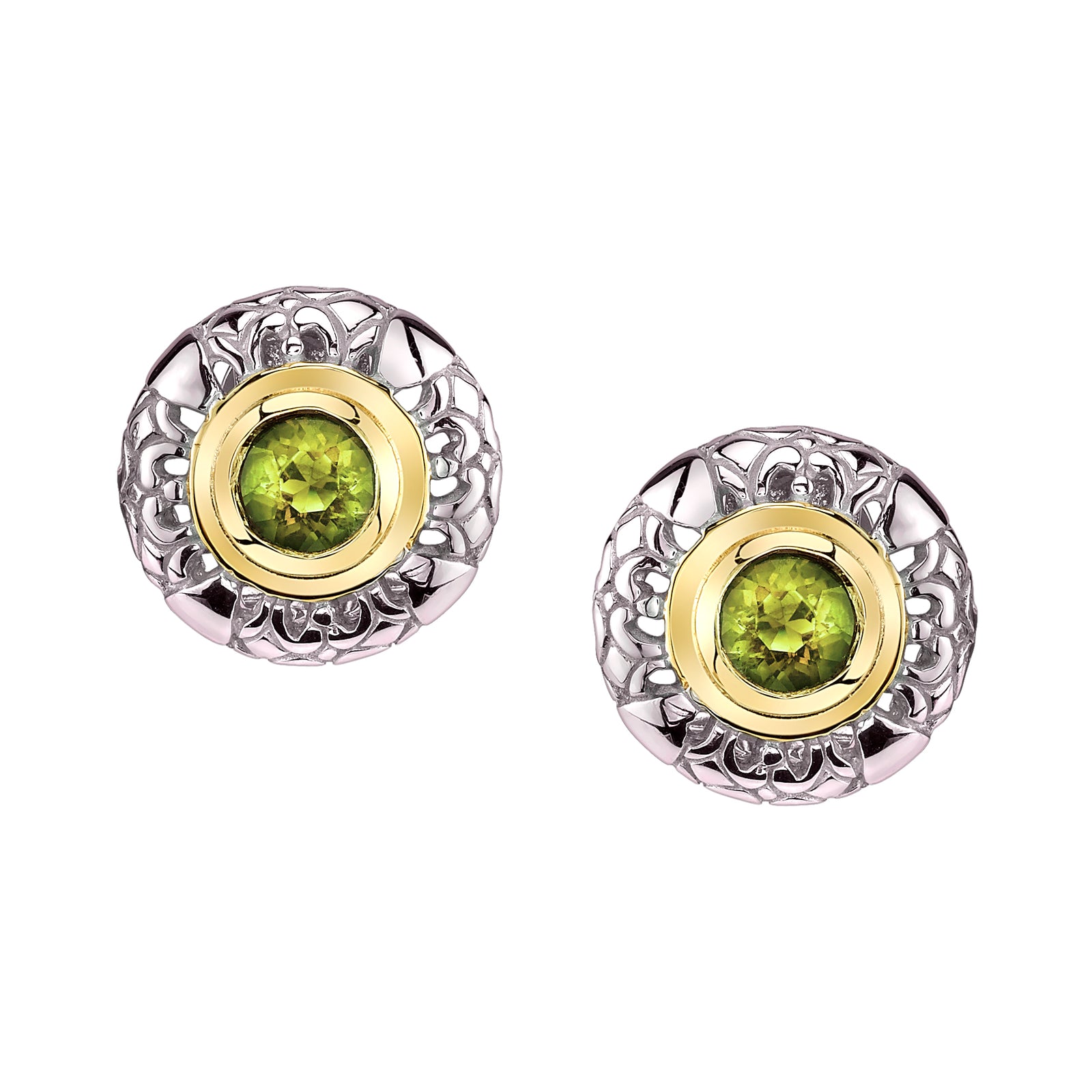 Round Gold and Silver Earrings