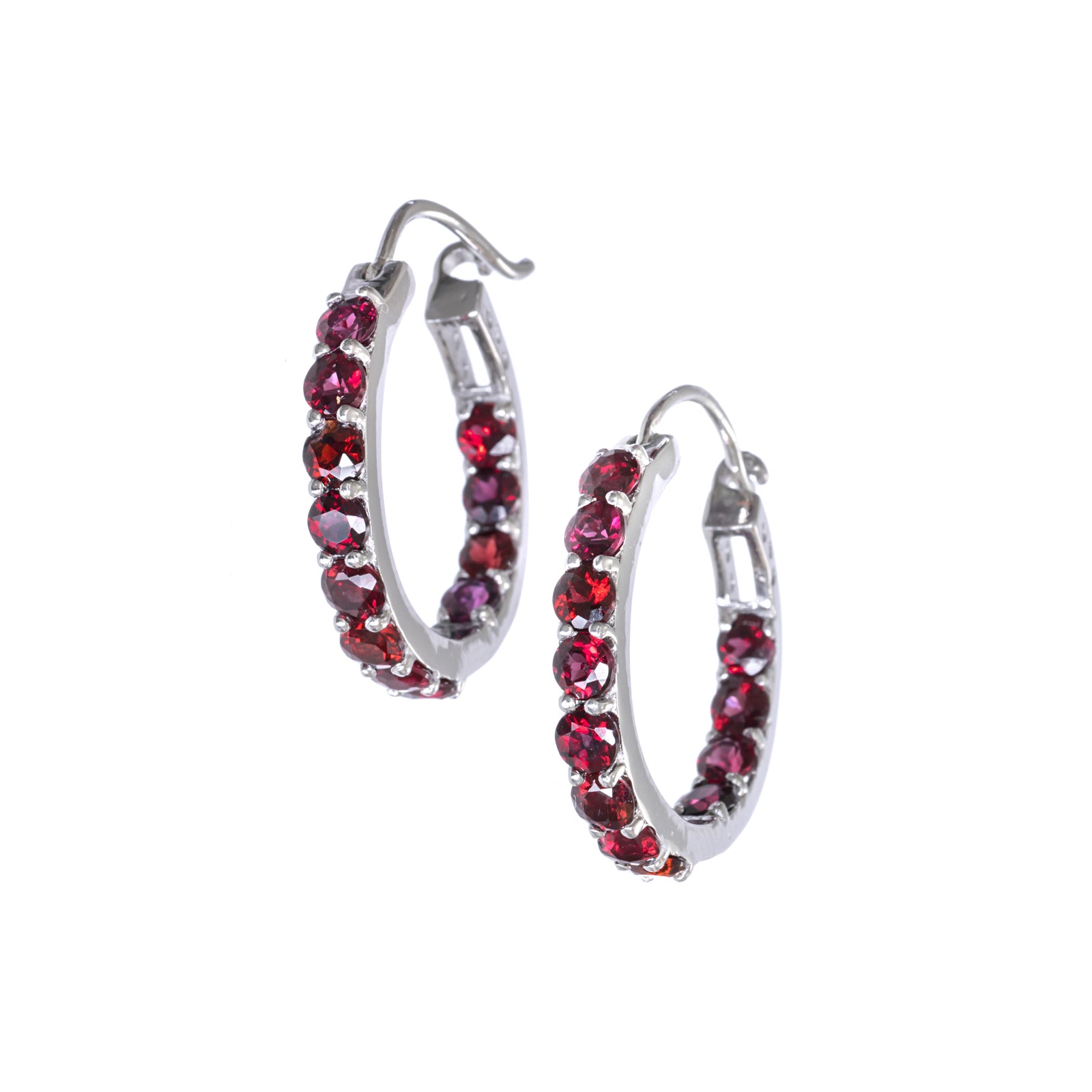 Round Stone Hoop Earrings
