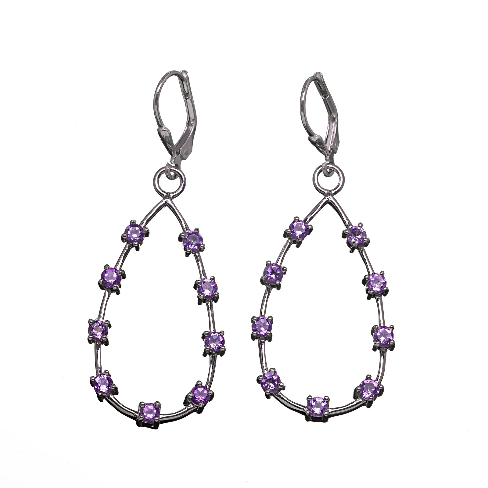 Teardrop Stone Hoop Earrings