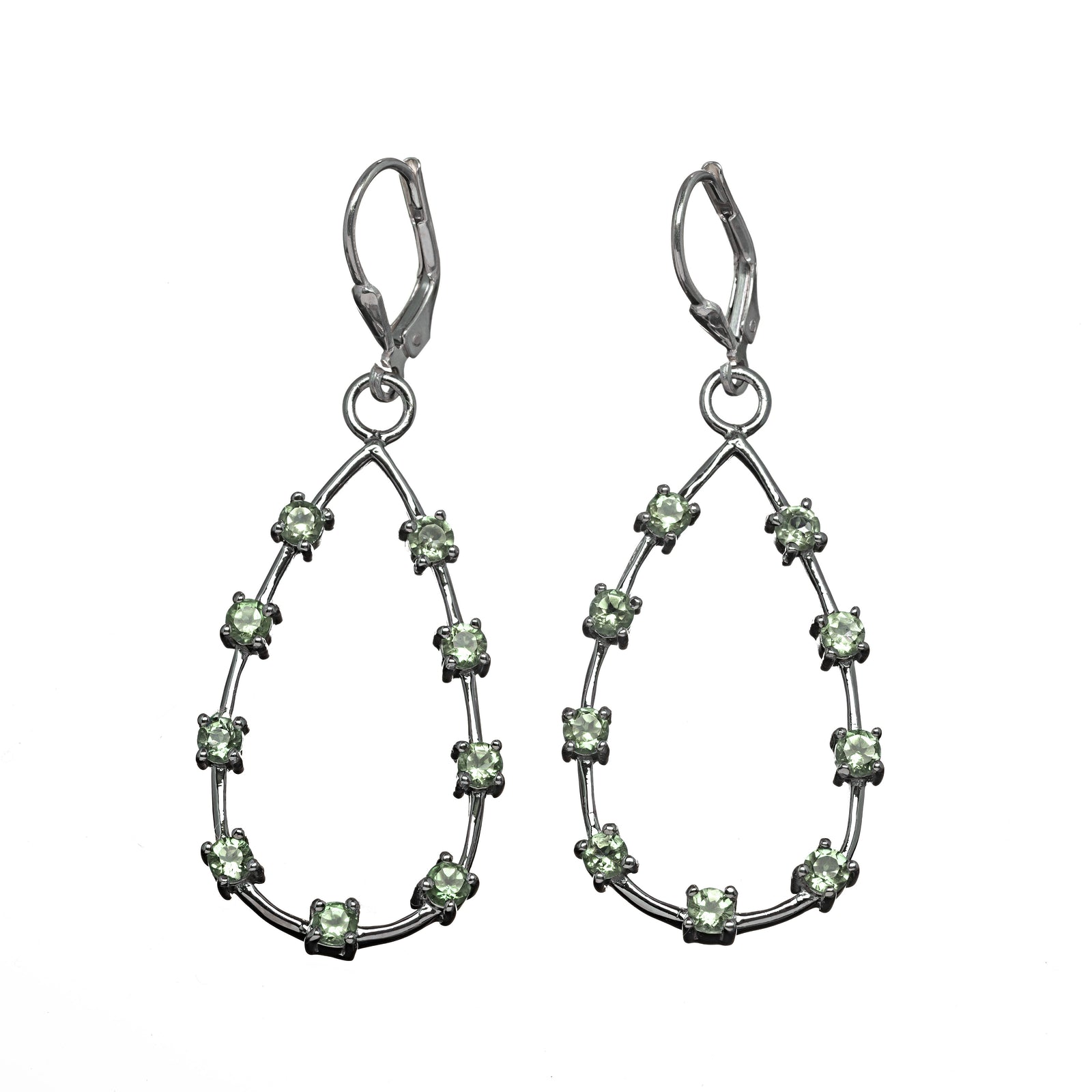 Teardrop Stone Hoop Earrings
