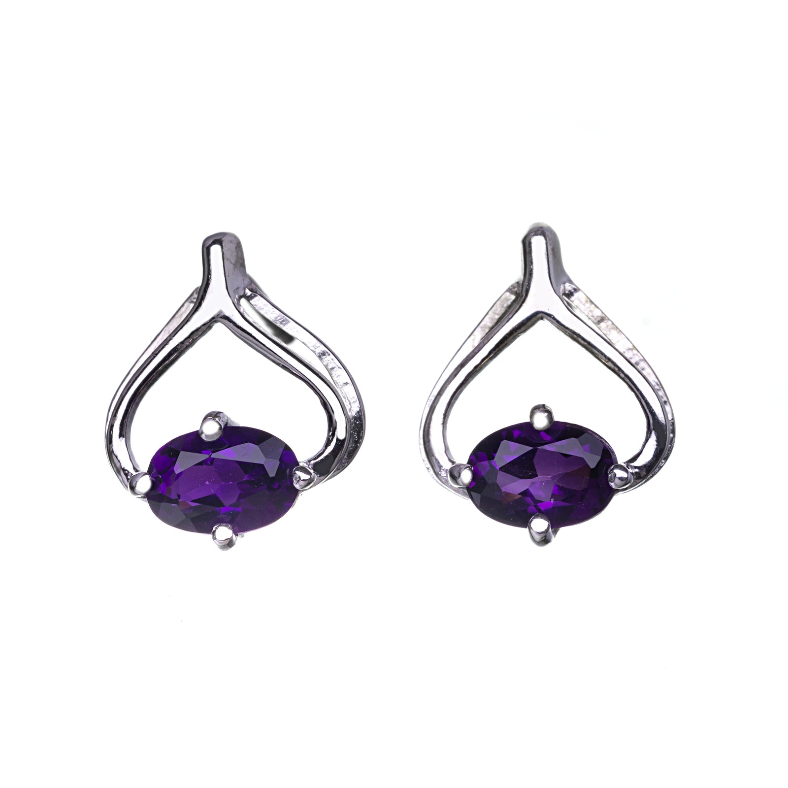 Amethyst Wishbone Stud Earrings