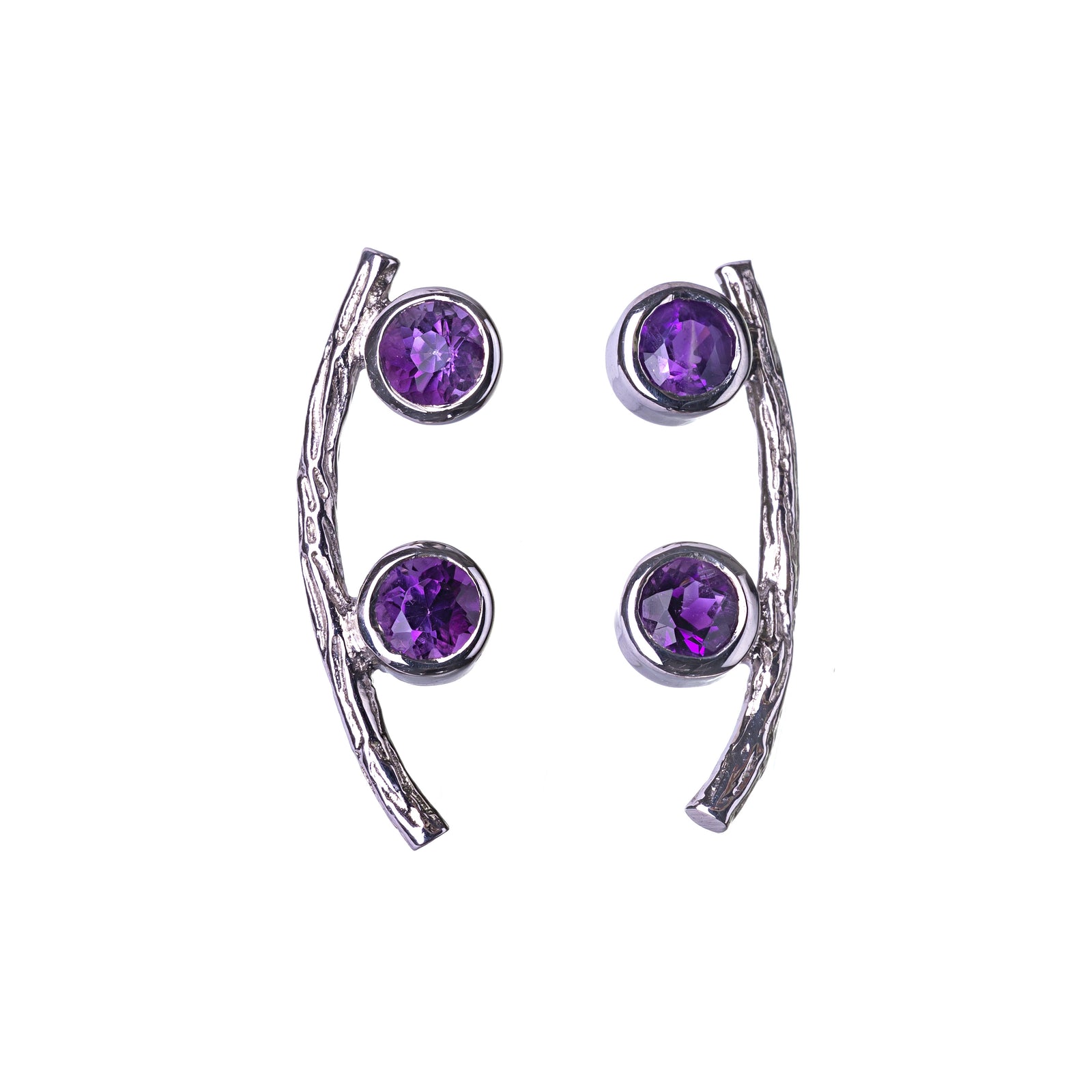 Amethyst Stud Ear Climbers