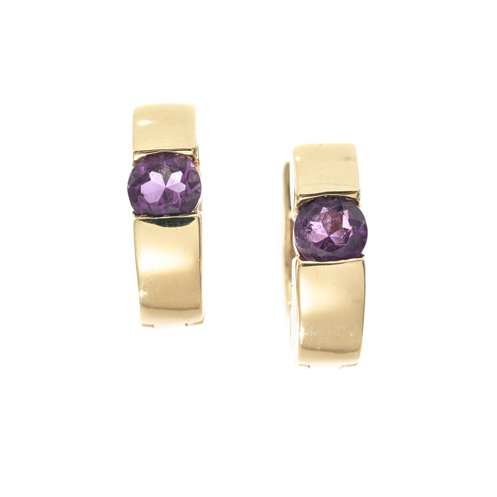 Amethyst Gold Huggie Hoop Earring