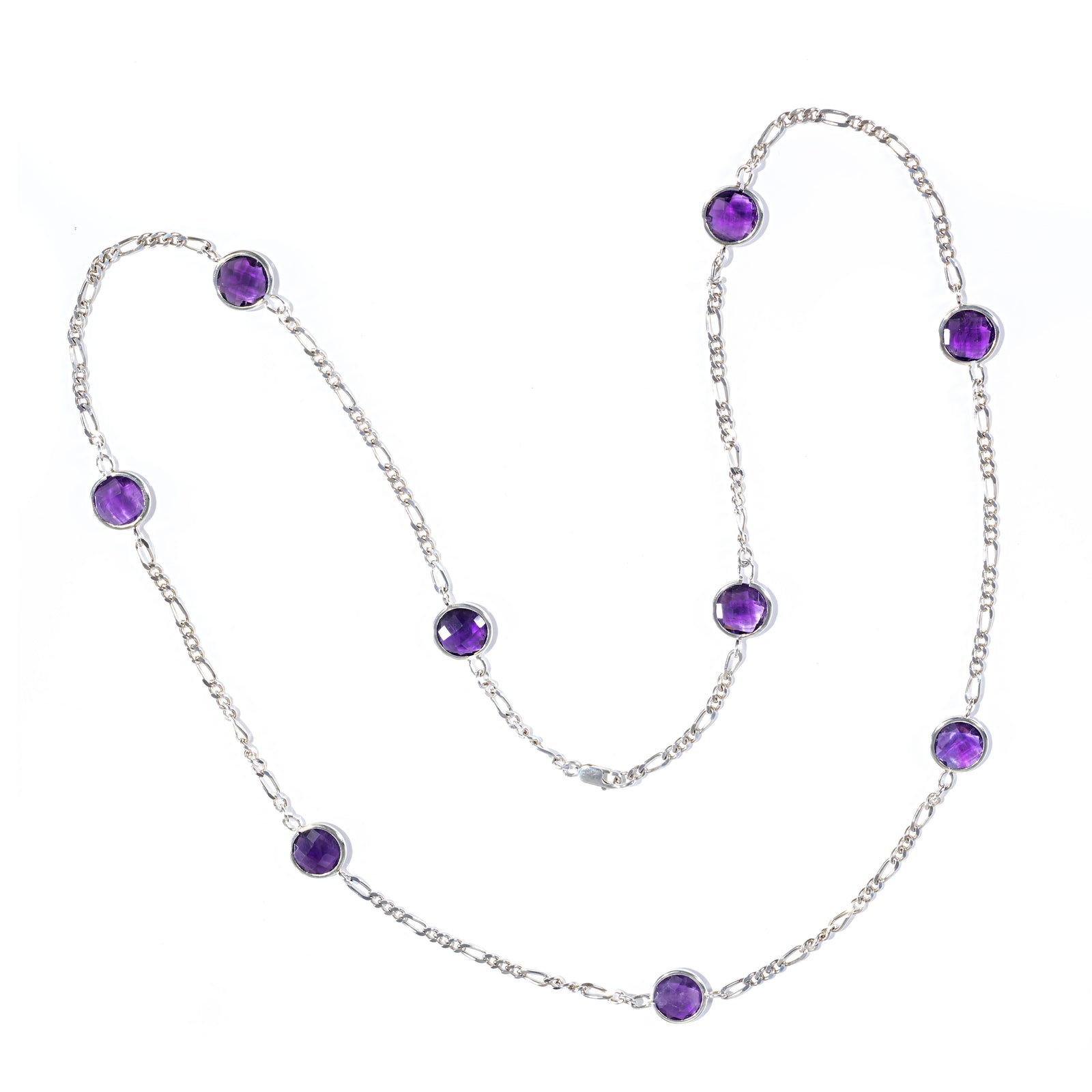 Nine Stone Amethyst Station Necklace