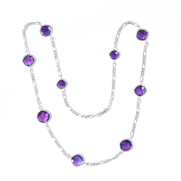Square Nine Stone Amethyst Necklace - Four Peaks Mining Co.