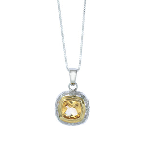 Square Silver and Vermeil Pendant