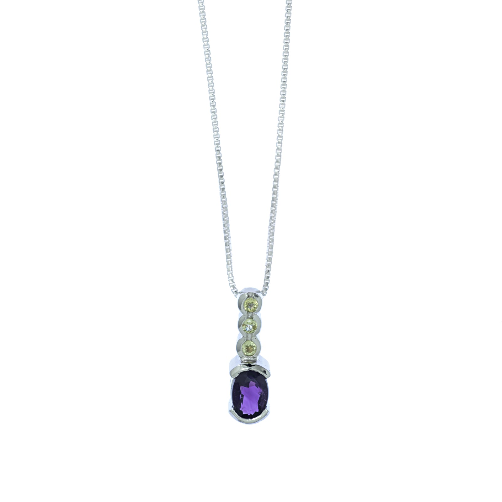 Amethyst and Peridot Four Stone Pendant