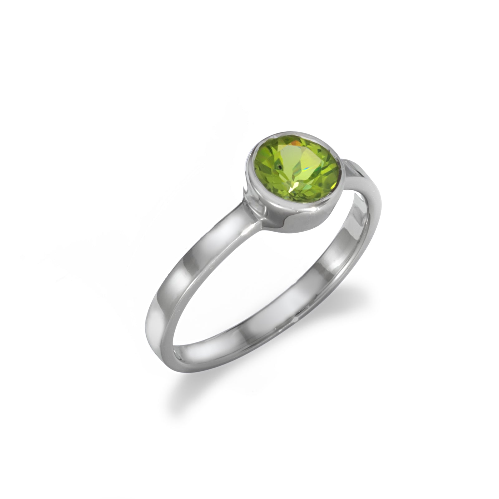 Bezel Set Peridot Solitaire Ring