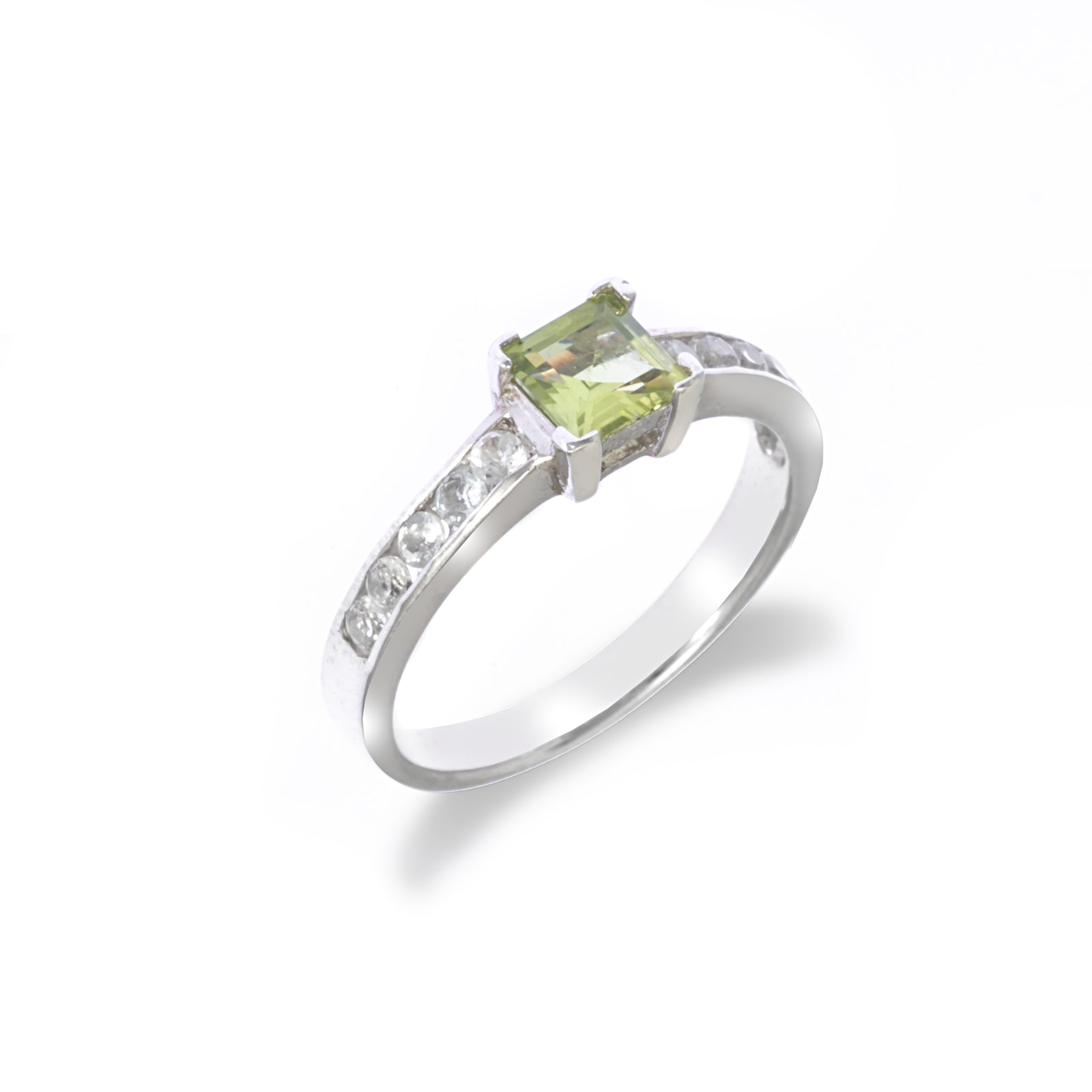 Peridot and White Topaz Ring