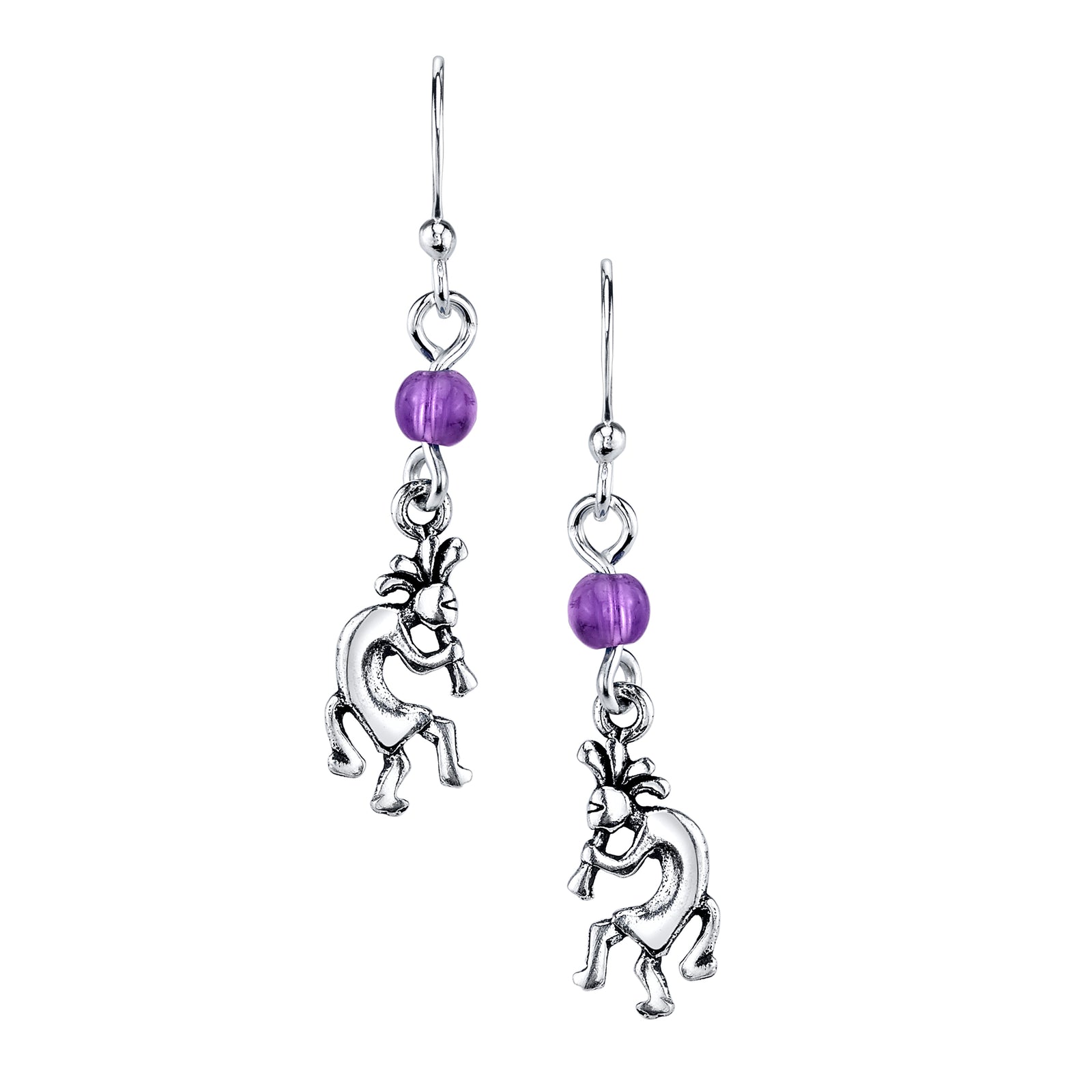 Kokopelli and Amethyst Earring