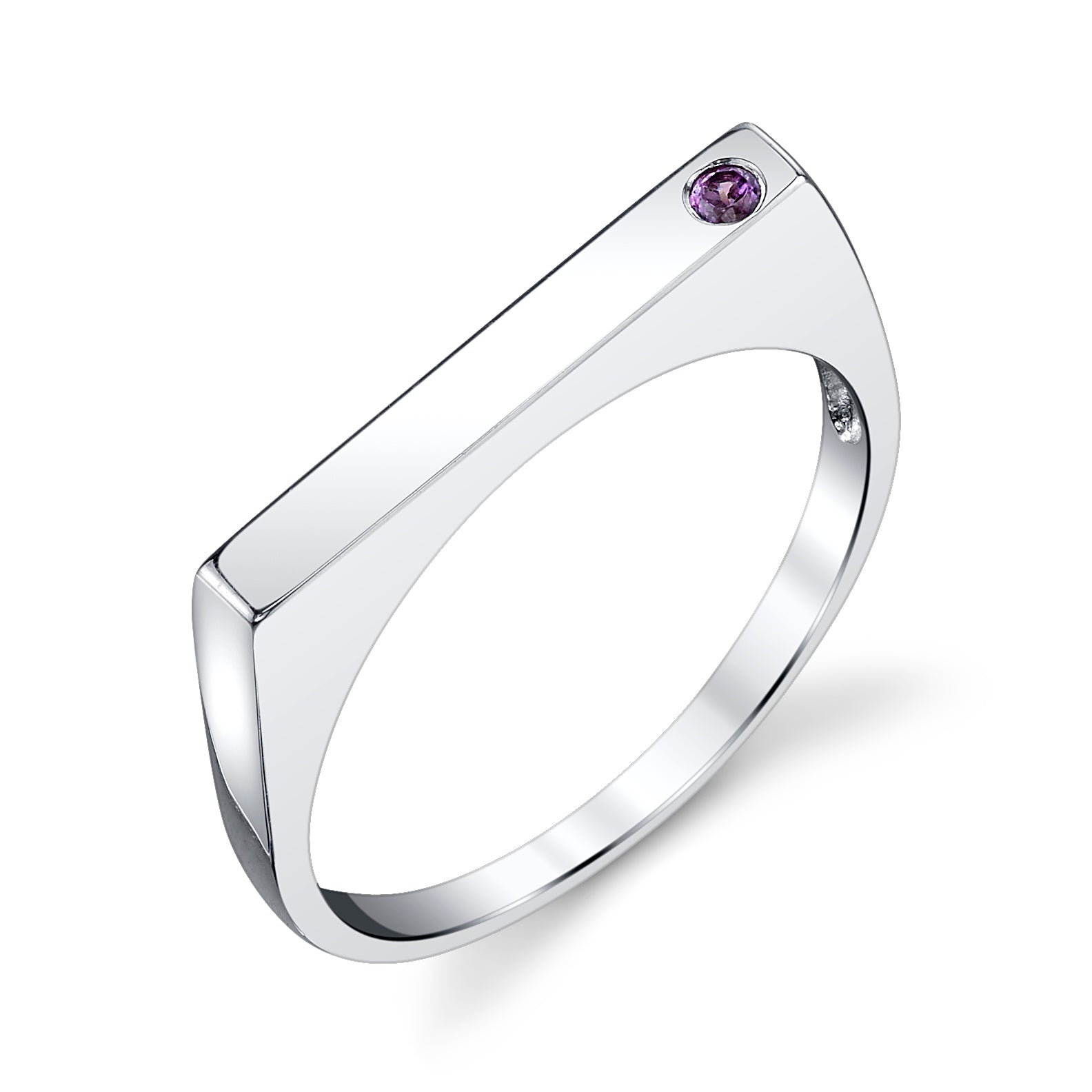 Silver and Stone Bar Ring